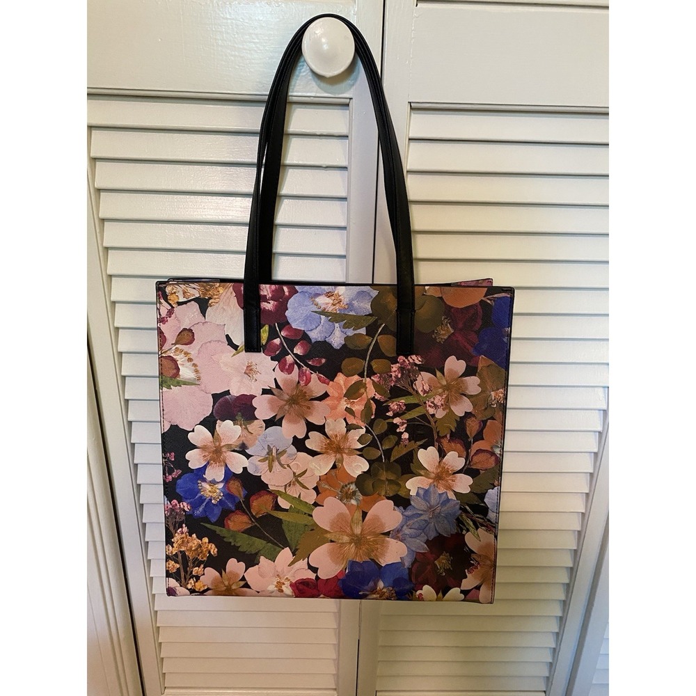 Ted Baker London The Icon Floral Tote Bag Pink Blue Large Shopper EUC Coquette - Picture 2 of 7